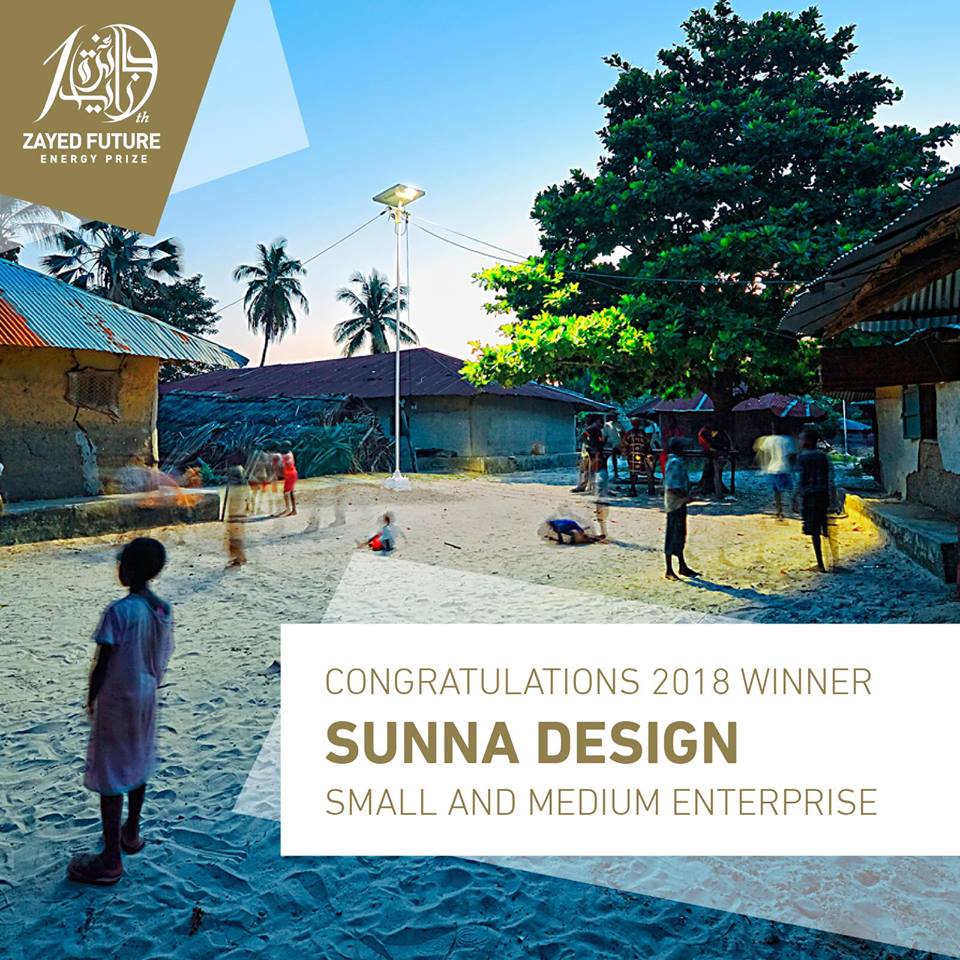 Sunna Design remporte le Zayed Future Energy Prize 2018